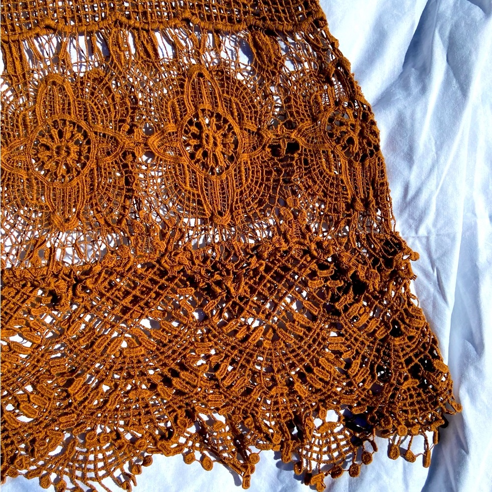 Bobeau floral pattern lace mesh mini cover up